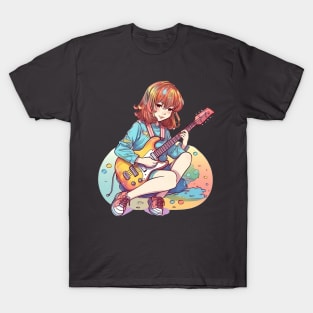 A girl playing her favourite guitar T-Shirt